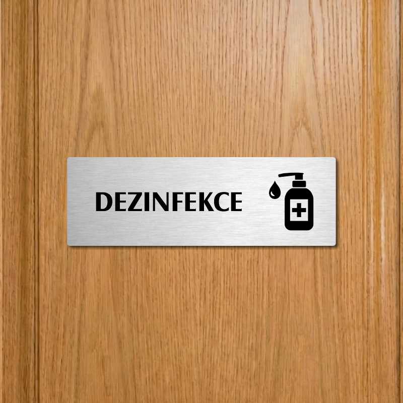 Dezinfekce, stříbrná popiska na dveře